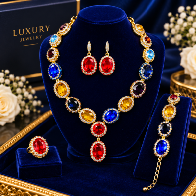 Premium Bridal/Party Multicolor Stone Jewelry Set